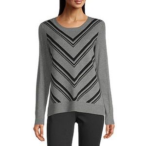 Liz Claiborne-Tall Womens Crew Neck Long Sleeve Chevron Pullover Sweater